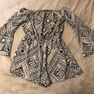 blue and white romper